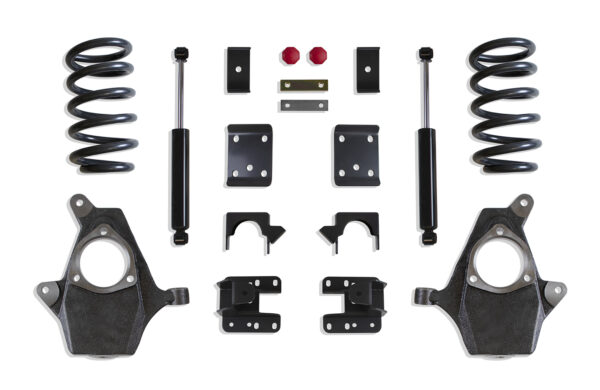 2007-2013 SILVERADO/SIERRA 1500 2WD/4WD 4"/6" LOWERING KIT (COILS/SPINDLES, SINGLE CAB) (CAST STEEL ARMS)