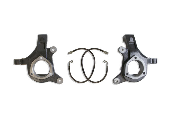 2007-2016 SILVERADO/SIERRA 1500 2WD & 2007-2014 GM SUV 2WD 3" LIFT SPINDLES W/ BRAKE LINES (CAST STEEL ARMS)