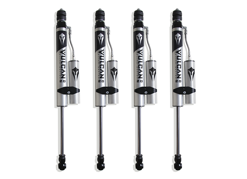 2014-2024 RAM 2500 4WD F&R VULCAN SERIES RESERVOIR SHOCKS - 8" LIFT HEIGHT (FACTORY REAR AIR RIDE)